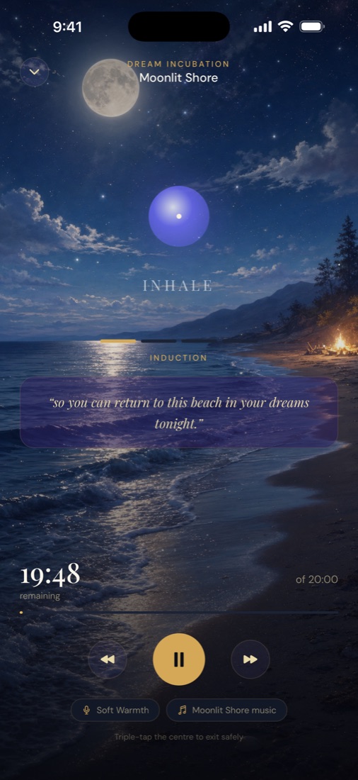Trance, a dream session on a moonlit shore