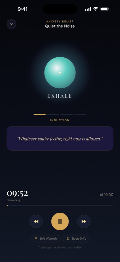 Trance, a guided session with on-screen words